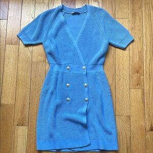 Elegant Blue Knit Dress